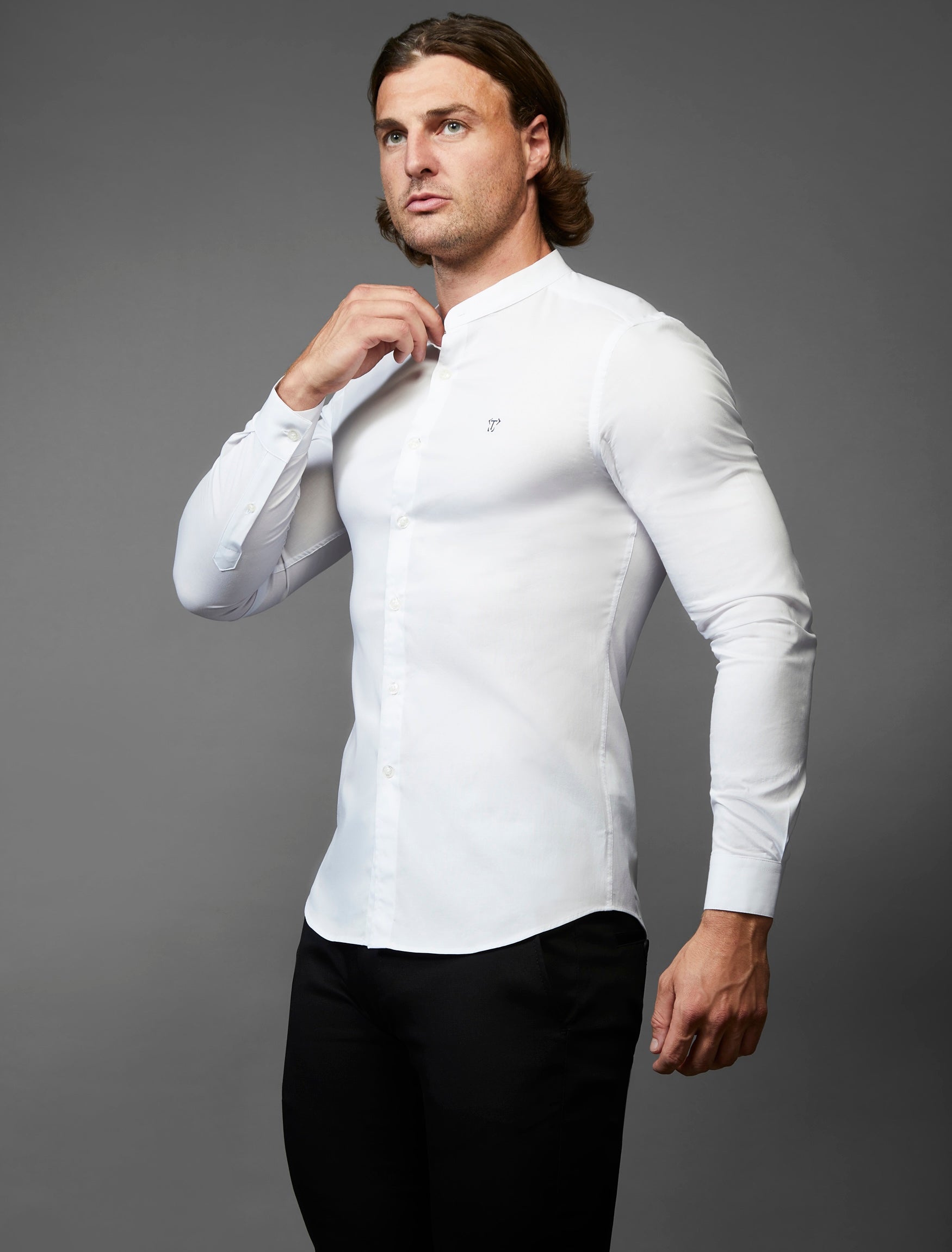 Grandad Collar White Vittorini Fit Shirt